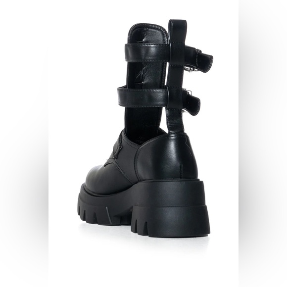 Callie Lives Miz AZALEA WANG Tuesday Atticus Black Buckle Up Bootie 7.5 - Picture 4 of 5